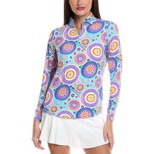 Ibkul Womens Leona Long Sleeve Mock Neck Top, Blue